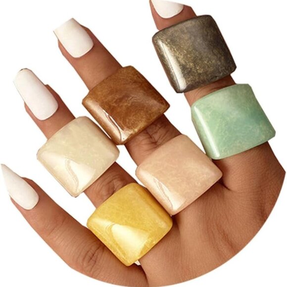 Jewelry | Multicolor Resin Chunky Rings For Womenacrylic Plastic Rin ...